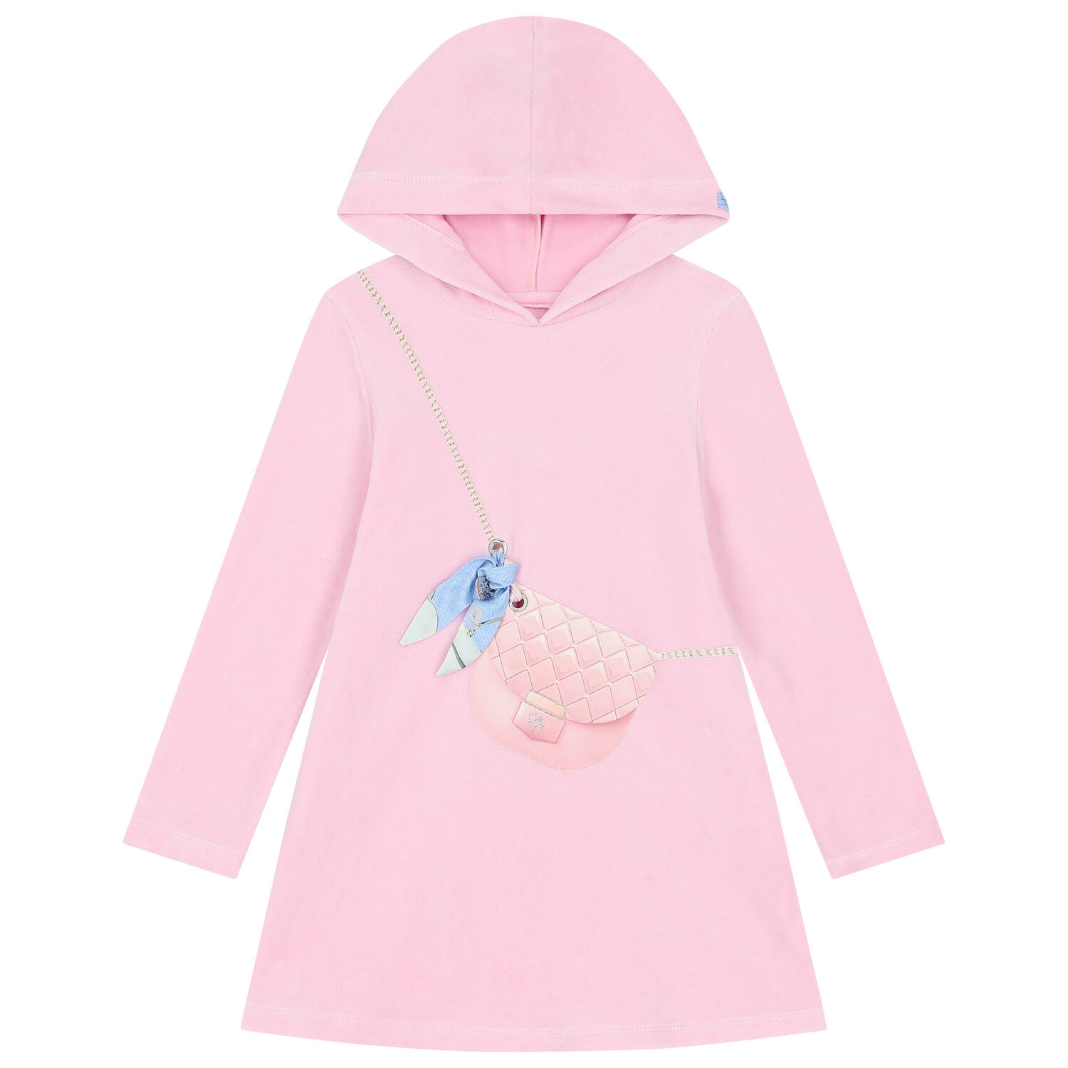 Girls Pink Bag Hooded Dress, 1, hi-res image number null